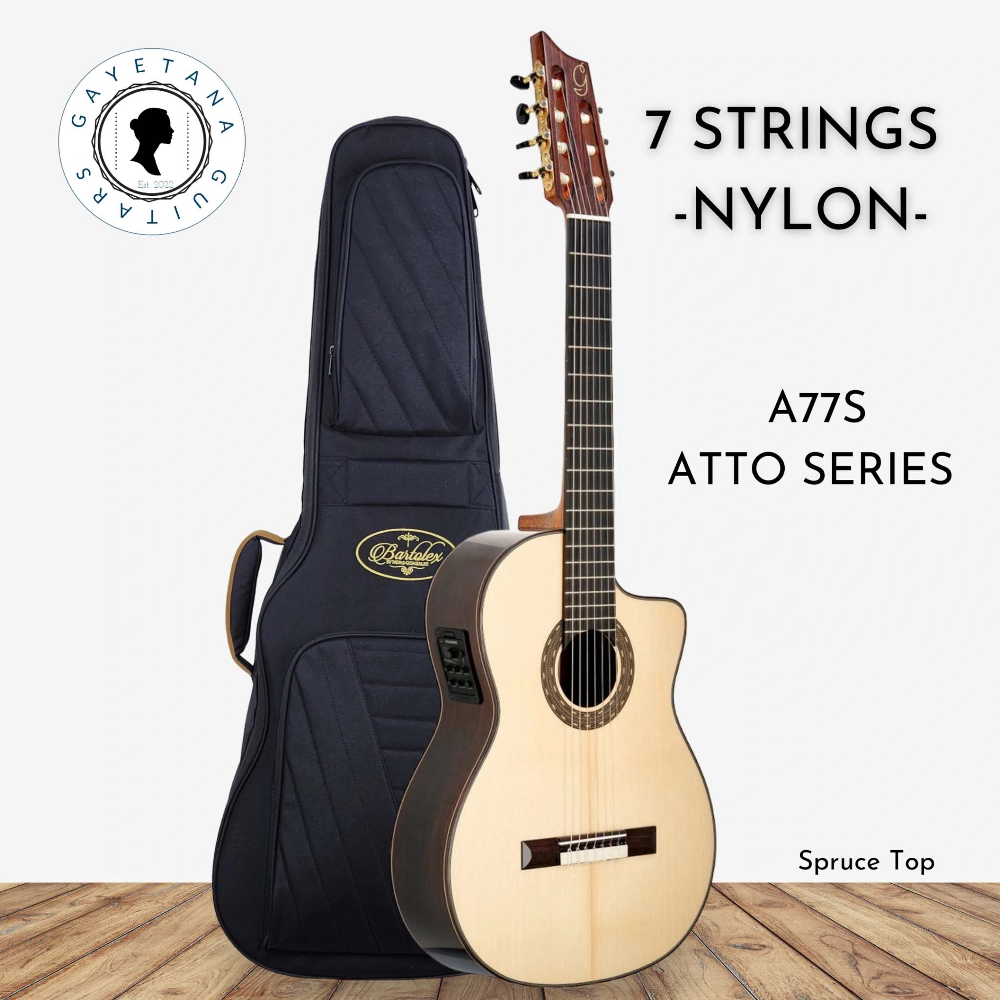 Gayetana - ATTO A77-S Seven 7 String Classical Guitar Electro-Acoustic